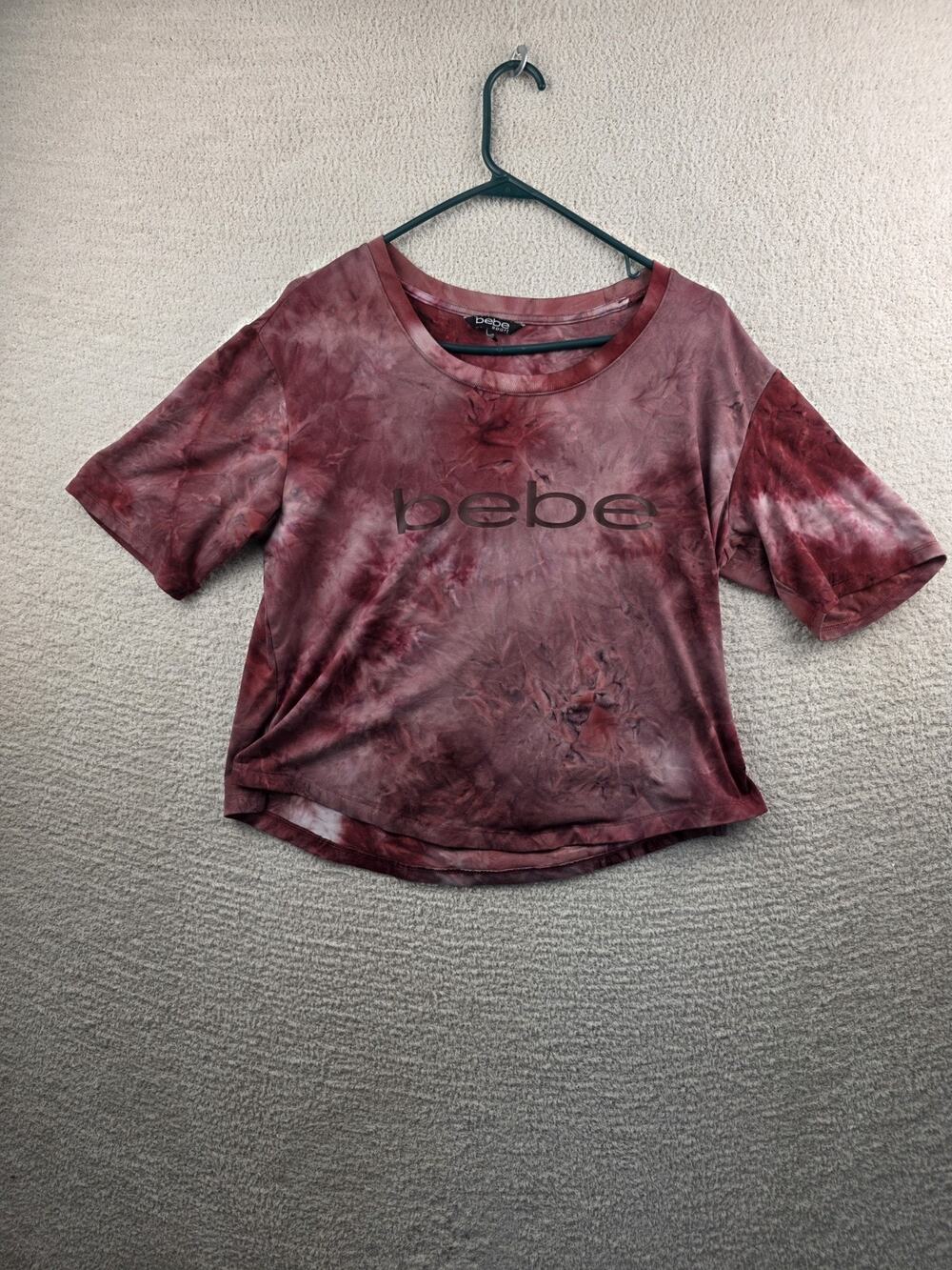 Bebe Sport Women's Tie Dye Short Sleeve Logo T-Shirt Size Medium